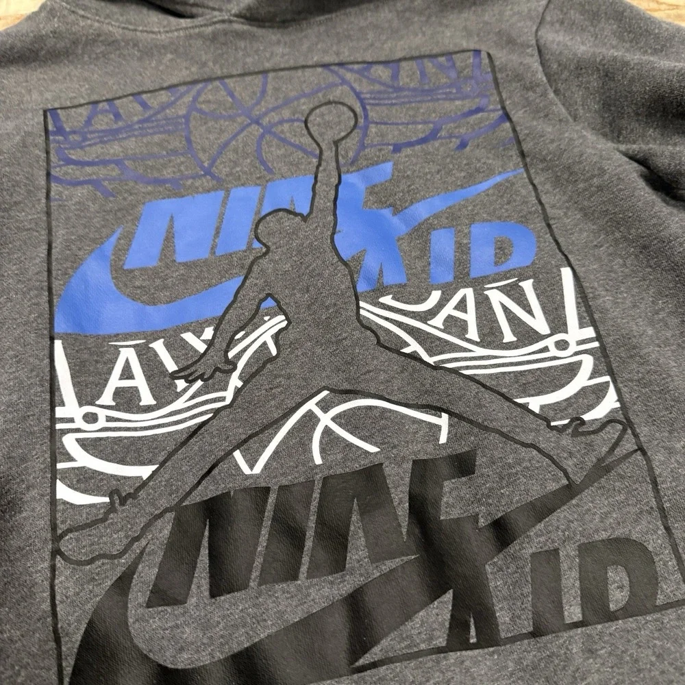 Jordan Boys Fleece Pullover Hoodie Jumpman Nike Air‎ Gray Youth L 8-10